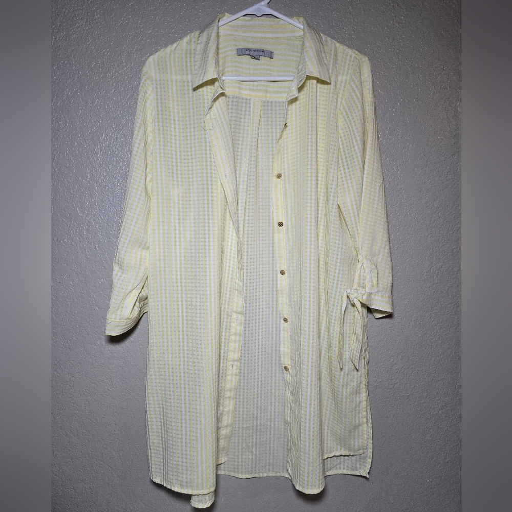 Marc New York Andrew Marc Yellow Striped Button-Down Shirt – Size M